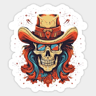Cyberpunk Rockstar Cowboy Skull Sticker